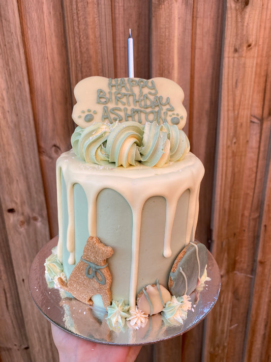 Gourmet Dog Cake with Yoghurt Drip - Green