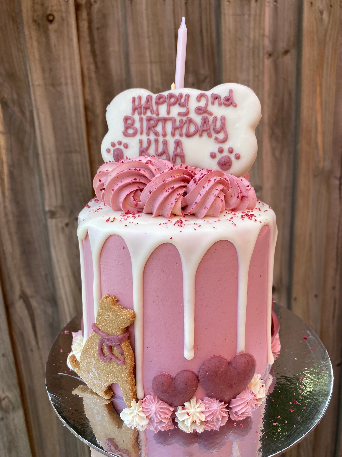 Gourmet Dog Cake with Yoghurt Drip - Pink