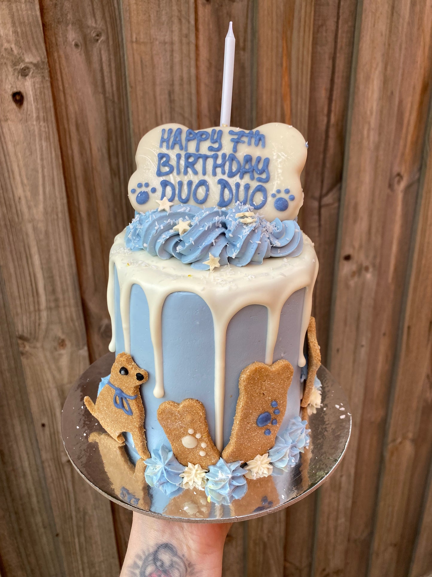 Gourmet Dog Cake with Yoghurt Drip - Blue