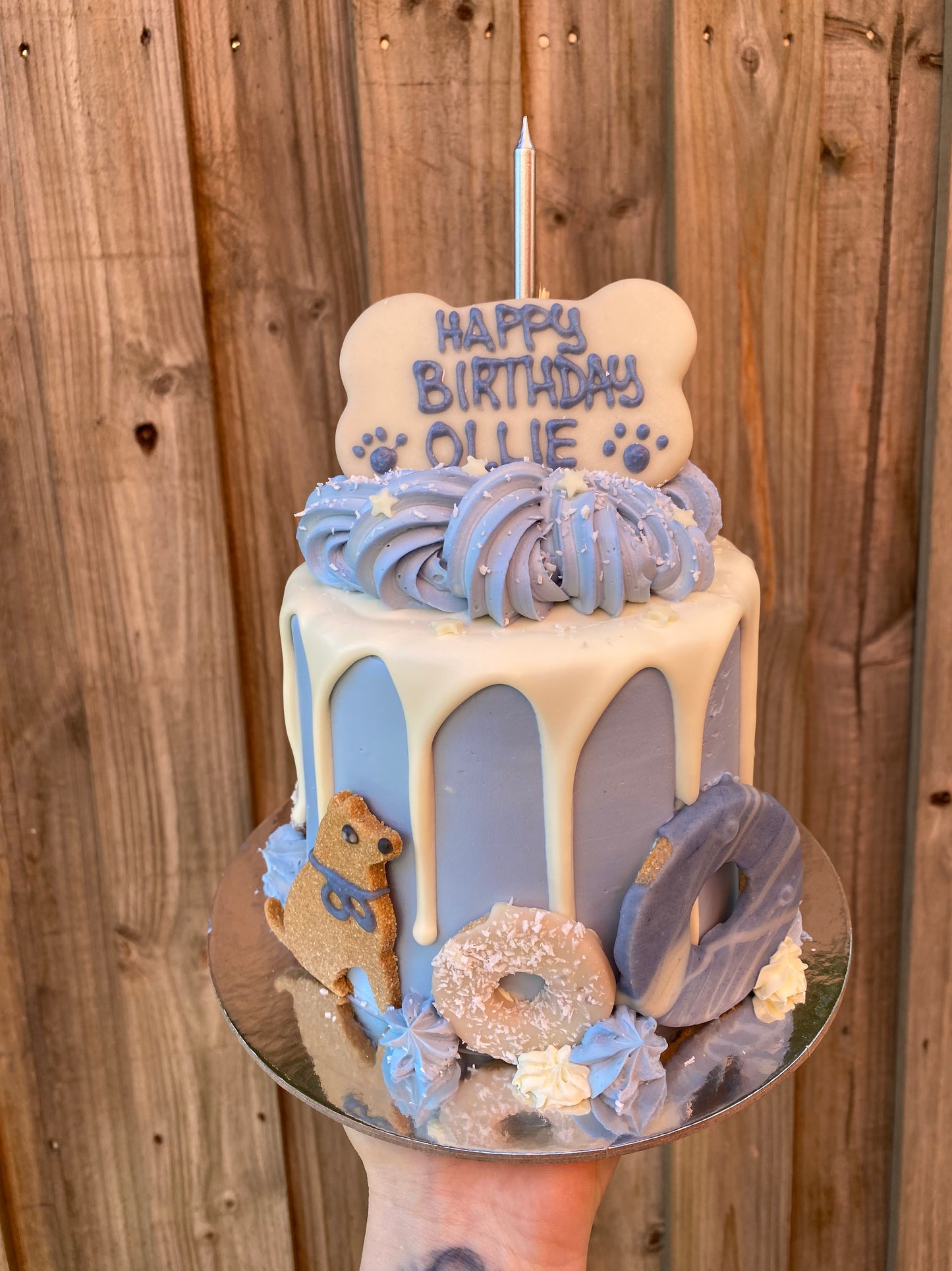 Gourmet Dog Cake with Yoghurt Drip - Blue