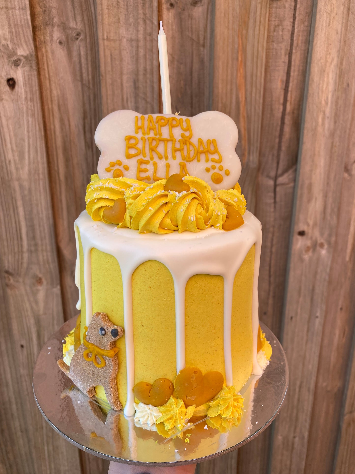 Gourmet Dog Cake with Yoghurt Drip - Yellow