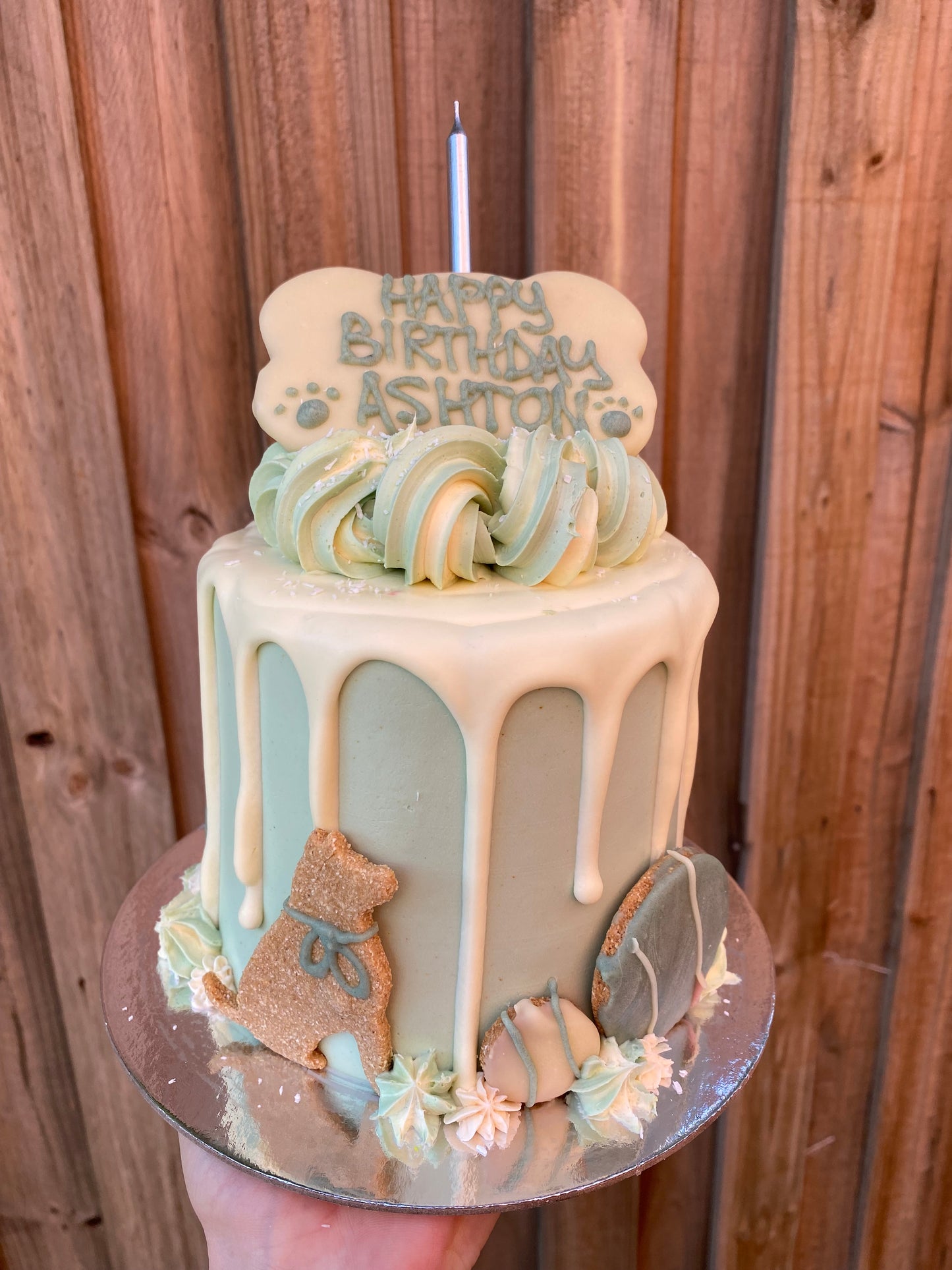 Gourmet Dog Cake with Yoghurt Drip - Green