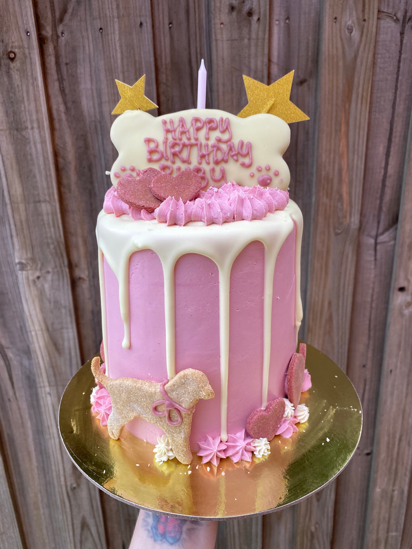 Gourmet Dog Cake with Yoghurt Drip - Pink