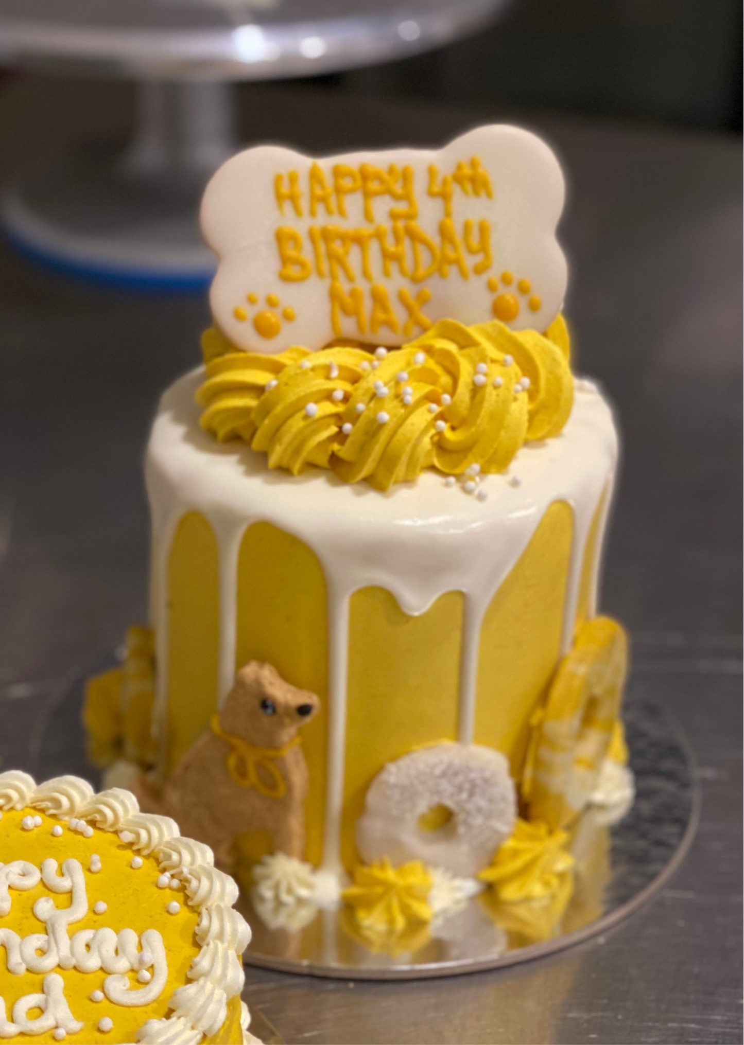 Gourmet Dog Cake with Yoghurt Drip - Yellow