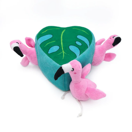 Burrow Flamingo in Monstera Leaf