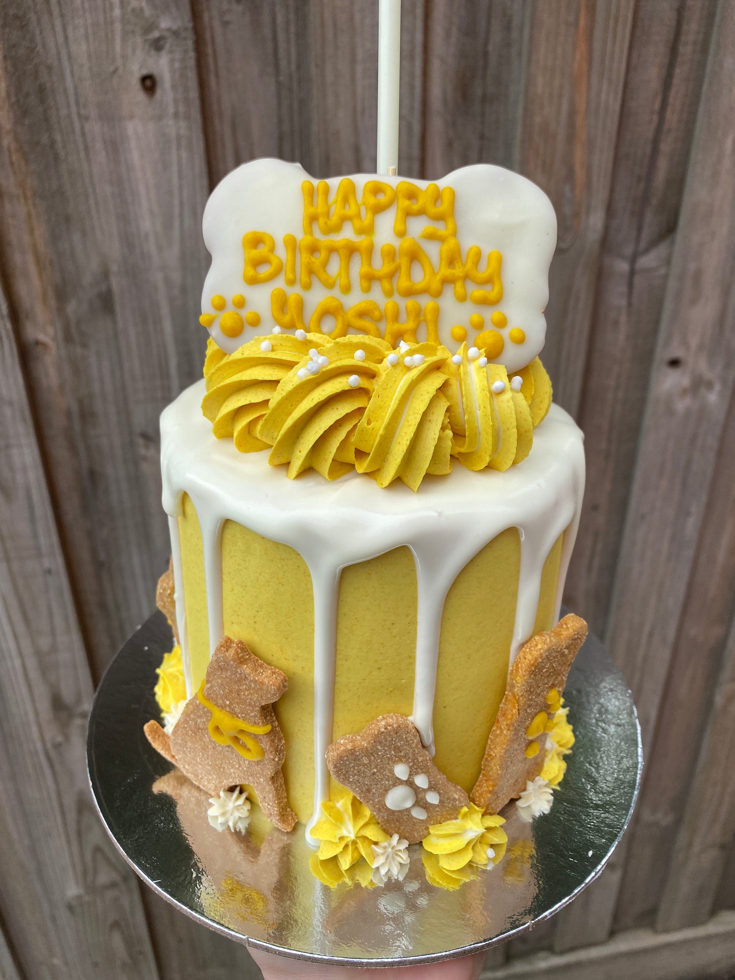Gourmet Dog Cake with Yoghurt Drip - Yellow