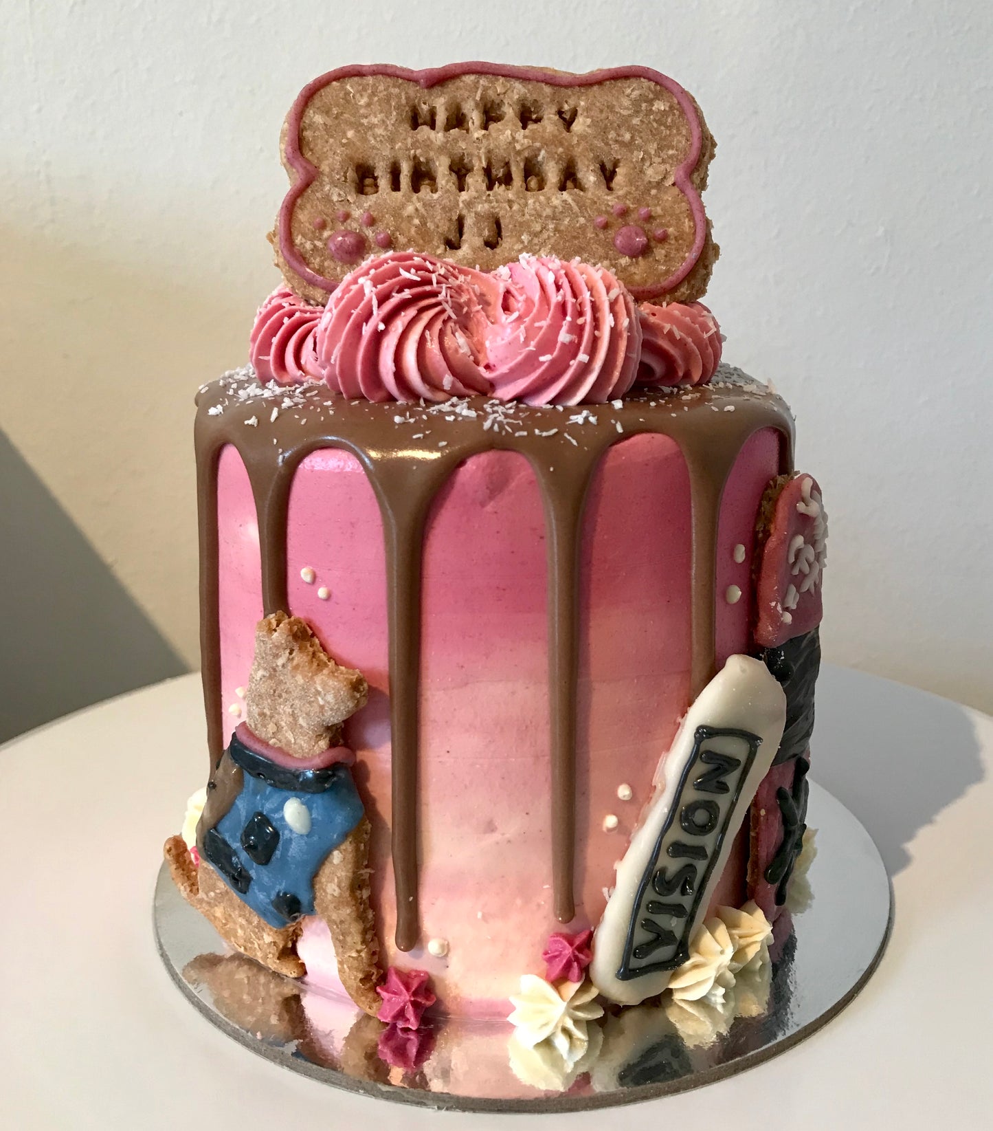 Gourmet Dog Cake with Carob Drip - Pink