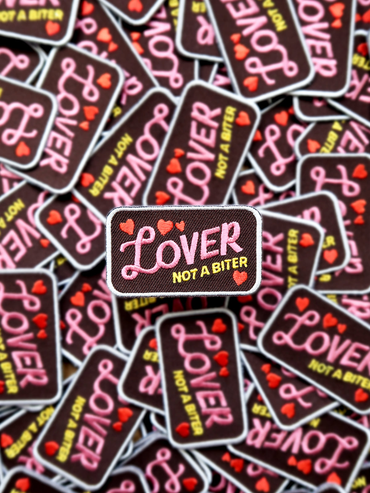 Lover Not A Biter Badge Iron-On