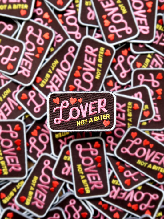 Lover Not A Biter Badge Iron-On